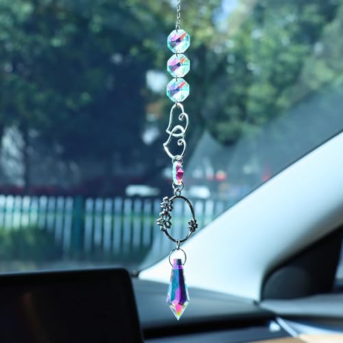 Colorful Crystal Car Mirror Hanging Accessories | Rear View Mirror Pendant | Boho Car Charm & Decor | Gifts for Women - color: Colorful I