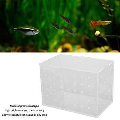 Fish Breeder Box, Aquarium Fish Breeding Box with Suction Cups, High Transparency Acrylic Hatchery Incubator Tank for Baby Fish Shrimp Clownfish Isolation and Rearing (9 * 6 * 7CM) - size: 9*6*7CM