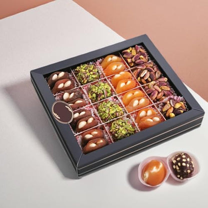 Andy Anand Gluten Free All Natural Truffles & Stuffed Dates Gift Box – Chocolate Free, Deliciously Healthy Embracing Nature's Goodness Perfect as Eid al Fitr Gift, Fresh flown from Turkey (24 Pcs 10.5 Oz)
