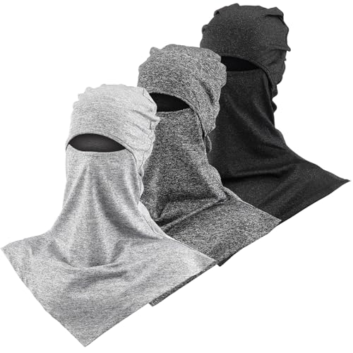 SATINIOR 3 Piece Balaclava Face Cover Sun Protection Neck Cover Summer Balaclava for Men Women Outdoor Sports UV Protector - color: Hemp Gray Color