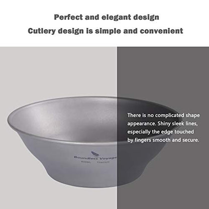 Boundless Voyage Ultralight Titanium Bowl Pan Plate Dish with Carry Bag Outdoor Camping Portable Tableware Cookware (Ti15164B (600ml Bowl)) - color: Ti15164B (600ml Bowl)