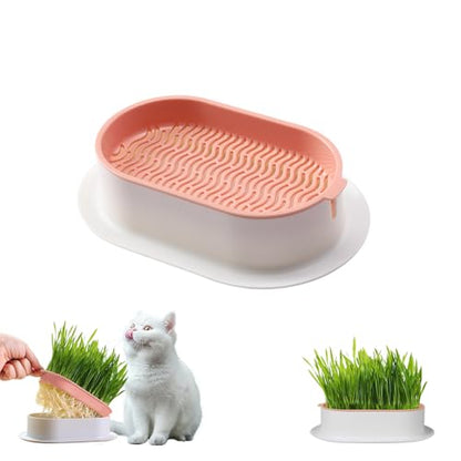 Cat Grass Planter, Hydroponic Cat Grass Kit with Germination Tray, Soil-Free Cat Grass Tray for Indoor Cats, Microgreens Growing Tray, No Seeds Included