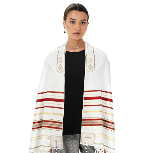 HalleluYAH Messianic Tallit Prayer Shawl 72"x 22" with Bag For Men & Women - color: Ruby