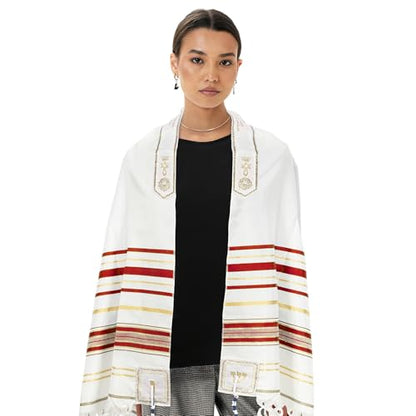 HalleluYAH Messianic Tallit Prayer Shawl 72"x 22" with Bag For Men & Women - color: Ruby