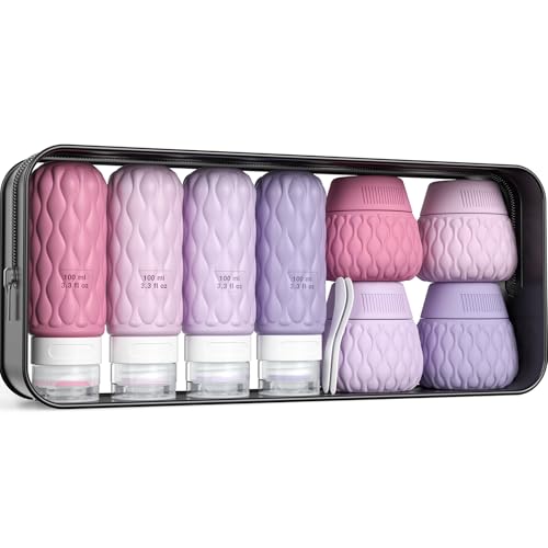 Travel Bottles for Toiletries Silicone Travel Size Containers 3.4oz 1.7oz - color: Purple-3.4oz/1.7oz