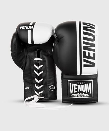 Venum Shield Pro Boxing Gloves - color: Black/White, size: 10oz XL, style: Laces