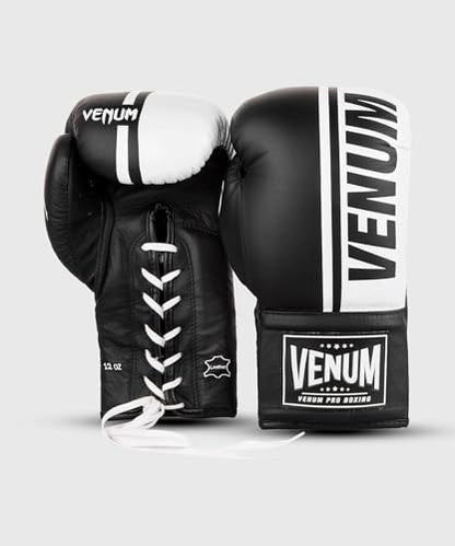 Venum Shield Pro Boxing Gloves - color: Black/White, size: 10oz XL, style: Laces
