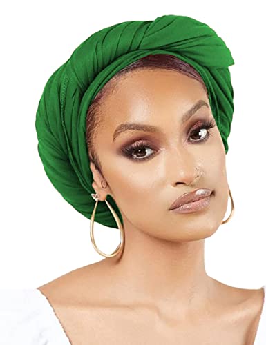 Nonbongoy Head Wraps for Black Women 71"x32" Long Soft Jersey Hijab Turban - color: 1-bright Green Headwrap