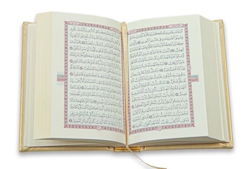 İhvan Online Medina Calligraphy Quran Set with Islamic Finger Counter, Portable Digital Prayer Tasbeeh, Pearl Zikirmatic Beads, 3 Pieces Gift for Ramadan & Eid & Mevlüt, Gold - color: Gold