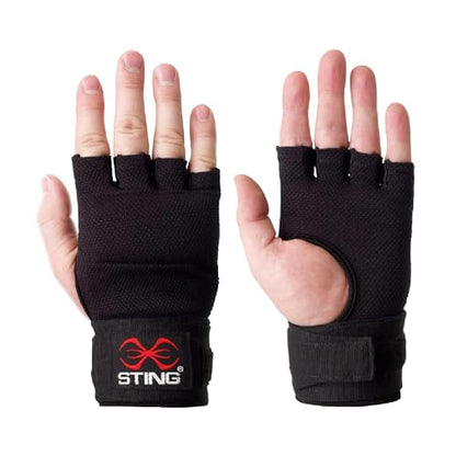 Elastic Quick Wraps by STING | Semi-Elastic Compression Fabric, Padded Knuckle Section, Expandable Finger Panels - color: Black, size: Medium