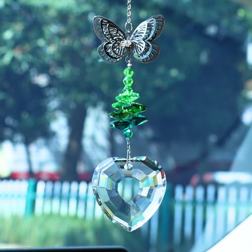 Crystal Sun Catcher for Car, Car Charms for Rear View Mirror, Butterfly Hanging Ornamentcar Sparkling Crystal Prism Decor, Cars Accessories for Women - color: Colorful E