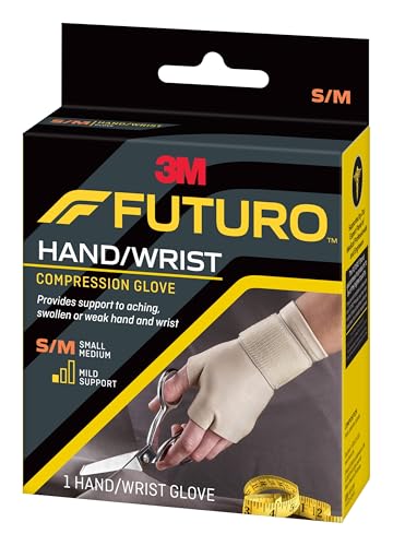 FUTURO Compression Glove, Provides Mild Support to Aching, Weak Hands and Wrists, S/M - size: Small/Medium