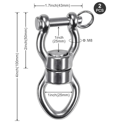 SELEWARE Heavy Duty Bearing Swing Swivel, 360° Rotation Hanging Accessory | Quiet Smooth Rotation, Supports Up to 1200LB, 2 Pack, Removable Buckle for Swings, Hammocks, Tire Swings and Heavy Bags - color: Swivel - Style D Only, 2 Pack
