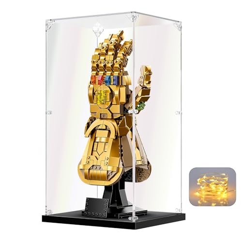 KOLIPI Acrylic Display Case for Collectibles, Clear Box 7.5x6.3x14.2 in | Plexiglass Box for Lego Infinity Gauntlet 76191 Nano Gauntlet 76223, Dustproof Protection, Stable and Stackable - size: 7.5x6.3x14.2 inches