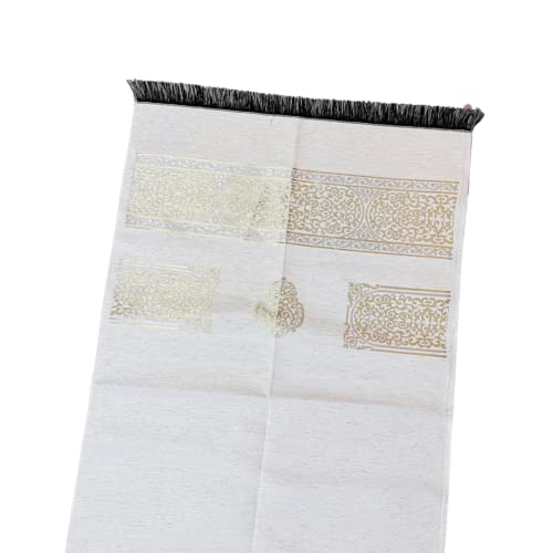 Muslim Prayer Rug, Prayer Mat, Special Turkish Prayer Mats, Prayer Rug for Muslim Man, Women, Kaaba Themed Janamaz for Salat, Namaz, 5 Time Prayers (White) - color: White