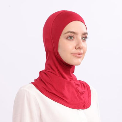 Modal Jersey Muslim Amira Instant Hijab Scarf for Women Jersey Hijab Undercaps - color: Black+red