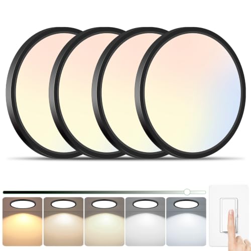 Brightever 4 Packs LED Flush Mount Ceiling Light Fixture Black 9 Inch - color: Black, size: 9 Inch-4 Packs