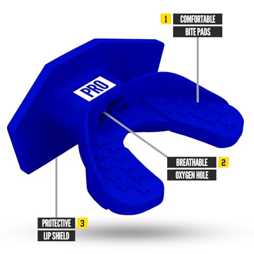 Nxtrnd One Pro Football Mouth Guard, Interchangeable Strap, Fits Adult & Youth (Blue) - color: Blue Pro