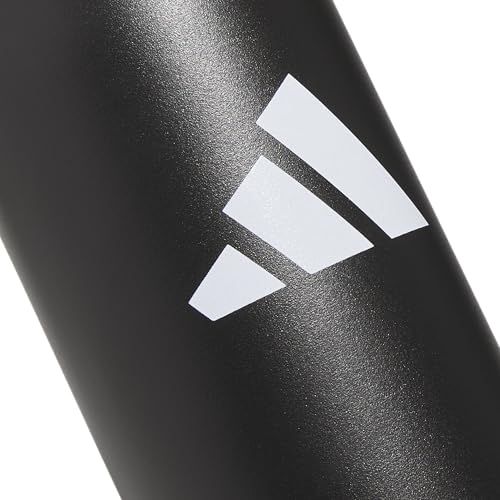 adidas Stainless Steel Metal Water Bottle 20 oz (600 mL) Straw Lid - color: Black/White