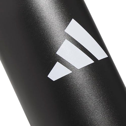 adidas Stainless Steel Metal Water Bottle 20 oz (600 mL) Straw Lid - color: Black/White