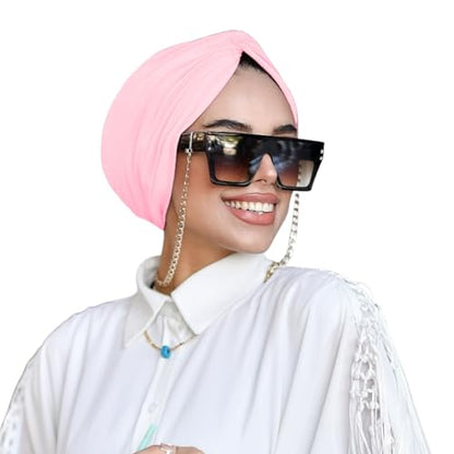 para life Knot Turbans for Women, Breathable Instant Turban|Standard Size Cotton|Pre-tied Scarf, Hijab Cap&Undercap - color: Powder