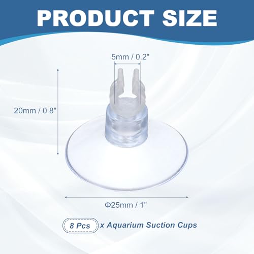 Aquarium Suction Cups, Fish Tank Suction Cups Clips Airline Tube Holders Clamps (Plastic, 8Pcs, Clear) for 0.2" Fish Tank Airline Tubing Binding Moss Shrimp Nest, 5x25MM - color: Clear, size: 5x25MM