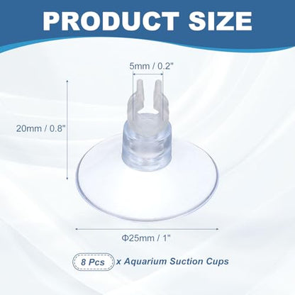 Aquarium Suction Cups, Fish Tank Suction Cups Clips Airline Tube Holders Clamps (Plastic, 8Pcs, Clear) for 0.2" Fish Tank Airline Tubing Binding Moss Shrimp Nest, 5x25MM - color: Clear, size: 5x25MM