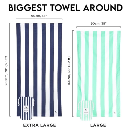 Dock & Bay Beach Towel - Quick Dry, Sand Free - Compact, Lightweight - 100% Recycled - Includes Bag - Cabana - Kamari Charcoal - Extra Large (200x90cm, 78x35) - color: Cabana - Kamari Charcoal, size: Extra Large (200x90cm, 78x35")