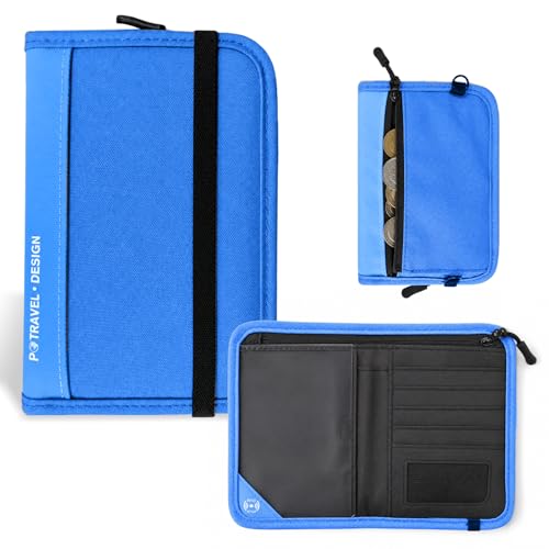 Family Passport Holder Organizer, RFID Blocking Travel Document Case, Lightweight Large Passport Cover Case Waterproof Bag Document Organizer for Women & Men - color: Hurricane Blue