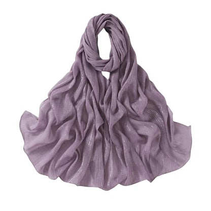 JUMISEE Sparkly Rhinestone Hijab Scarf for Women Glitter Wrinkle Chiffon Muslim Instant Hijab Long Scarves Head Wrap Shawls - color: Purple