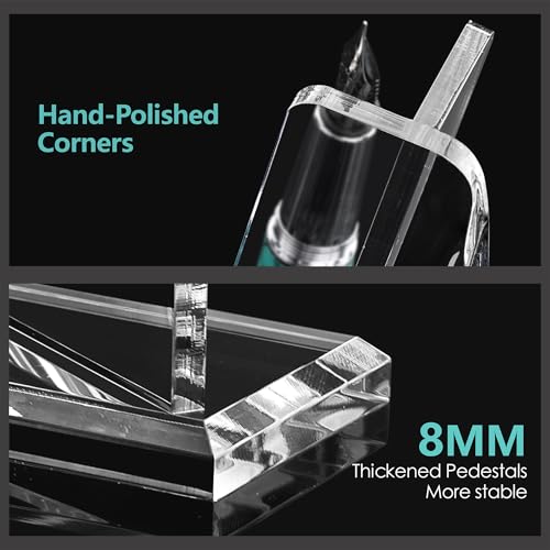 SANRUI Acrylic Pen Holder Desktop Display, Vertical Fountain Pen Pencil Stand Ballpoint Showholder, Clear Makeup Brush Rack, Paintbrush Drying Support Organizer Desk for Exhibitions,Office,Store Use - style: Vertical Pen Holder（1PCS)