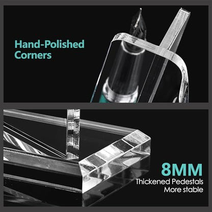 SANRUI Acrylic Pen Holder Desktop Display, Vertical Fountain Pen Pencil Stand Ballpoint Showholder, Clear Makeup Brush Rack, Paintbrush Drying Support Organizer Desk for Exhibitions,Office,Store Use - style: Vertical Pen Holder（1PCS)
