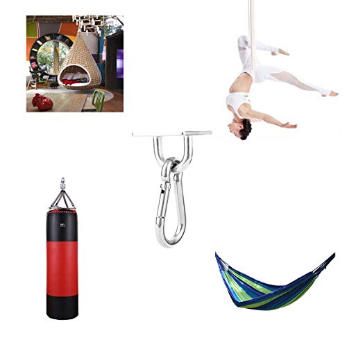 heyous 2 Set M8 Suspension Ceiling Wall Mount U Hook Anchor Hanger Stainless Steel Heavy Duty Multi Purpose Hammock Swing Ceiling Hook Strip Base Plate with Snap Hook - color: Strip, size: M8