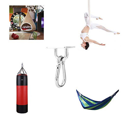 heyous 2 Set M8 Suspension Ceiling Wall Mount U Hook Anchor Hanger Stainless Steel Heavy Duty Multi Purpose Hammock Swing Ceiling Hook Square Base Plate with Snap Hook - color: Square, size: M8