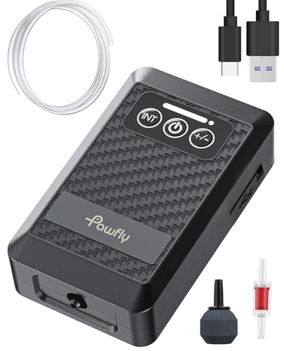 Pawfly Aquarium Lithium Battery Powered Air Pump USB Rechargeable Oxygen Pump Portable Live Bait Aerator Pump for Outdoor Fishing and Fish Transportation - size: 5 to 20 Gal（1.5 W）