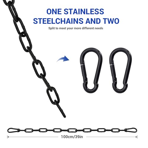 100cm Hanging Chair Chain with 2 Carabiners, 3/16" Capacity Hanging Kits, 330lbs Heavy Duty Hanging Chair Hardware for Lights Plants Hammock Swing Hanging Chair Punching Bags Sandbag Yoga Gym - size: 100cm/39in