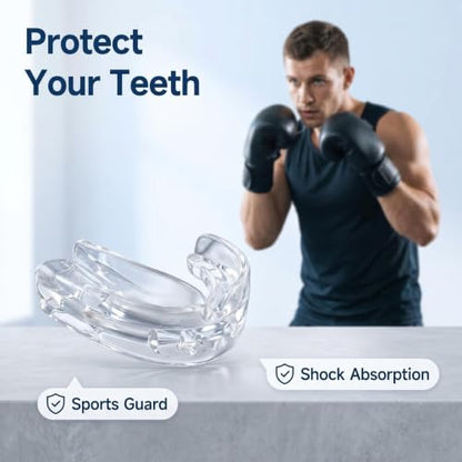 Mouth Guard for Sleep & Sports,No-Boil,3-in-1 | No-Boil 3-in-1 guard for night grinding & sports. Soft silicone,6 air vents, includes case.