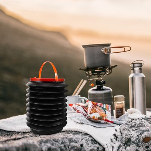 Mikikit 4L Portable Folding Water Bucket with Lid and Handle Collapsible Bucket for Camping Outdoor Car Washing Fishing and Picnics