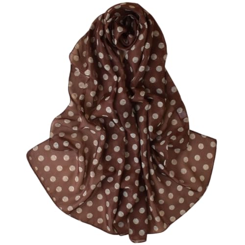 Polka Dot Chiffon Sheer Scarfs Sunscreen Shawls Wraps for Women Lightweight Scarves - color: Coffee