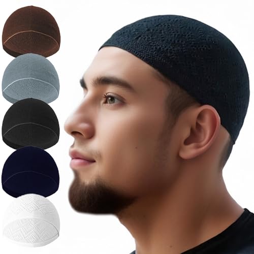 Muslims Prayer Hat Cotton Knitting Hat Solid Hat Men's Religious Hat for Adult Women - color: Black