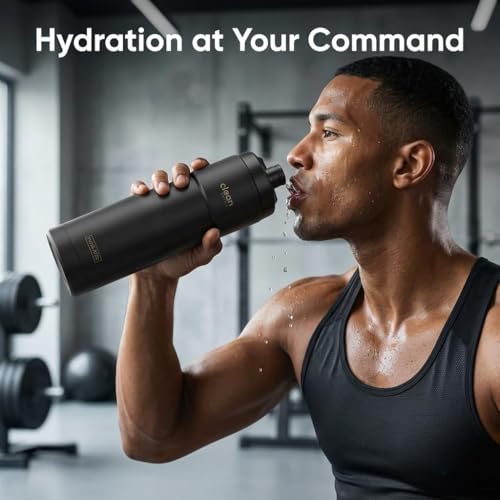 The Clean Hydration Co Insulated Bike Water Bottle 23 oz | Easy Clean Nozzle, Easy Squeeze Sports Bottle | BPA Free Cycling Bottle for Road & Mountain Biking, Gym & Travel | Matte Black - color: Matte Black