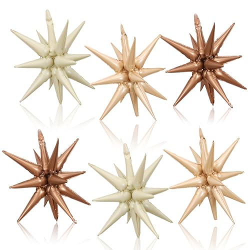 6 Pcs Blue Red Explosion Star Foil Balloons Birthday Party Decor - color: Nude Cream Beige