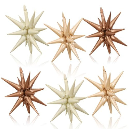 6 Pcs Blue Red Explosion Star Foil Balloons Birthday Party Decor - color: Nude Cream Beige