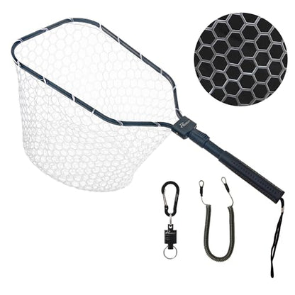 GOODCAT Fly Fishing Net, Bass Trout Landing Net, Folding Fishing Nets Fresh Water, Safe Fish Catching or Releasing, Fly Fishing net Magnetic Release - color: C:Extend Length:24.5"