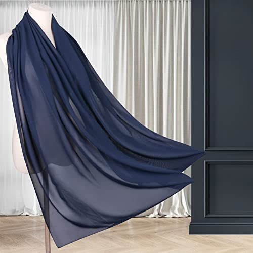 Ladiery Chiffon Shawl Wraps for Women Evening Dresses, Elegant Soft Sheer Shawls for formal dressy Bride Wedding - color: Navy Blue(1)