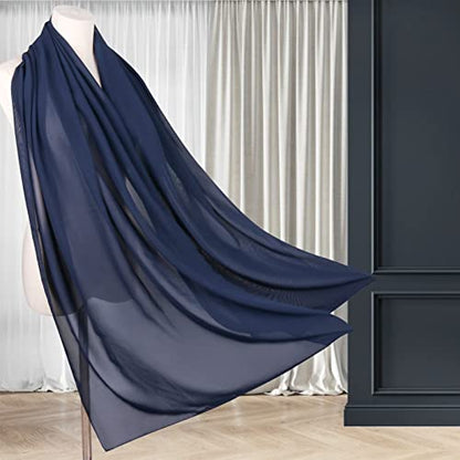 Ladiery Chiffon Shawl Wraps for Women Evening Dresses, Elegant Soft Sheer Shawls for formal dressy Bride Wedding - color: Navy Blue(1)