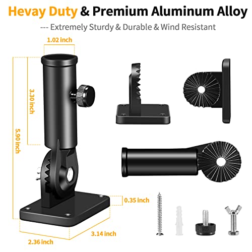 Flag Pole Holder Brackets, BONWIN 1" Flag Pole Mounting Bracket with Hardwares for House Wall Porch, 1" Inner Diameter, 180° Adjustable Multi Positions, Aluminium Alloy(1 Pack Black, Multi-Positions) - color: Black - 1 Pack