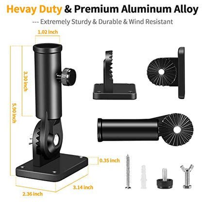Flag Pole Holder Brackets, BONWIN 1" Flag Pole Mounting Bracket with Hardwares for House Wall Porch, 1" Inner Diameter, 180° Adjustable Multi Positions, Aluminium Alloy(1 Pack Black, Multi-Positions) - color: Black - 1 Pack