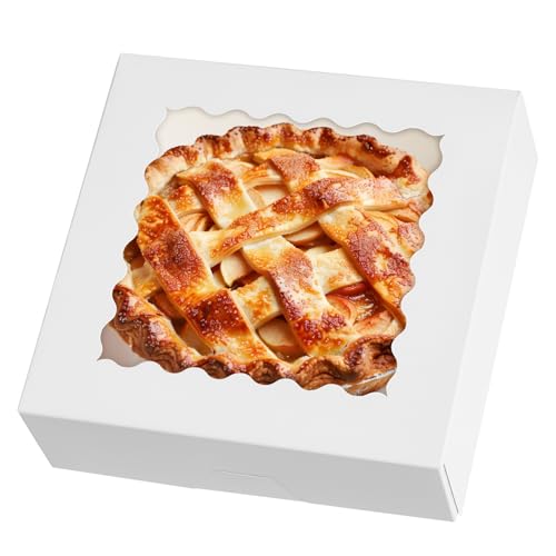 ZORRITA White Pie Boxes with Window, 20 Pack, 10" x 10" x 2.5" - size: 10"L x 10"W x 2.5"H