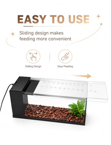 Snug-Fit Acrylic Aquarium Lid, Anti-Escape Splash Guard with Vent Holes, Cat-Resistant Cover with Sliding Feed Slot(5 mm,1.31x0.77 ft/40x23.4cm) - color: 5 mm, size: 1.31x0.77 ft/40x23.4cm